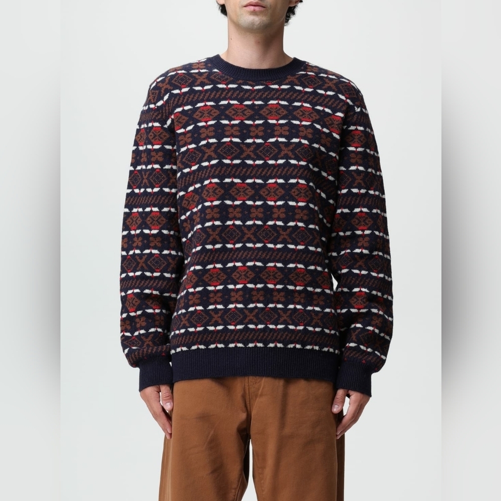 A.P.C. Men's Navy Wool Patterned Sweater